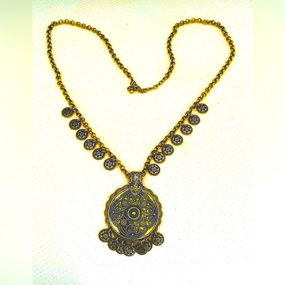 Boho Brass Pendant Necklace